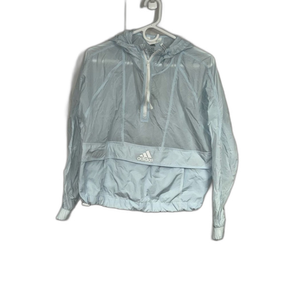 Adidas Woman’s Cropped Wind.rdy Sheer Packable Windbreaker Lite Blue Size XS - Picture 6 of 11